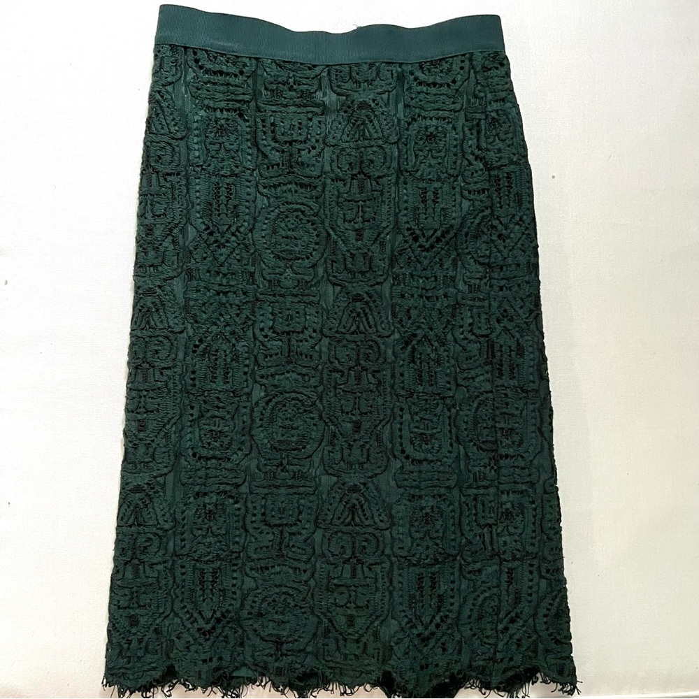 Ann Taylor Emerald Green Eyelet Pencil Skirt Size 2